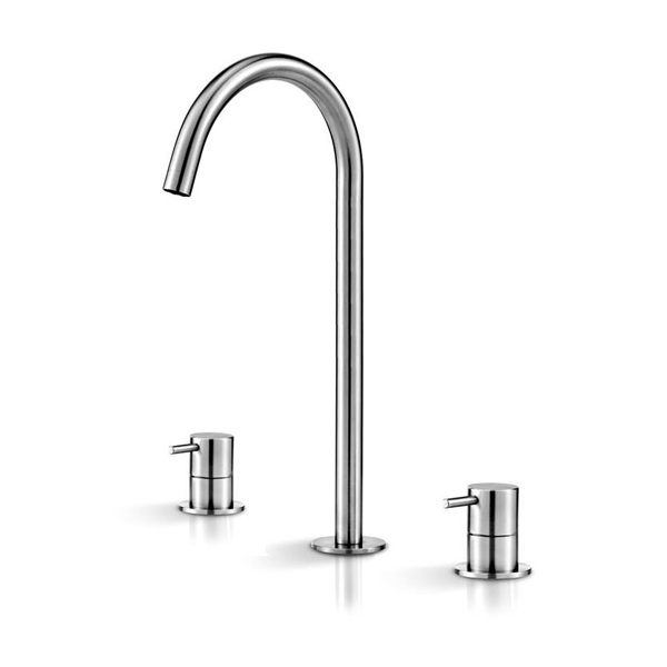 DEC213S Смеситель для раковины на 3 отверстия Linki DECO, Сатинированная сталь