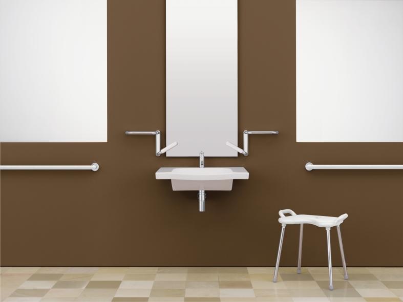 802.03.W110L Зеркальная полка белого цвета для сплошных зеркал HEWI Serie 802 LifeSystem  - Вид №6