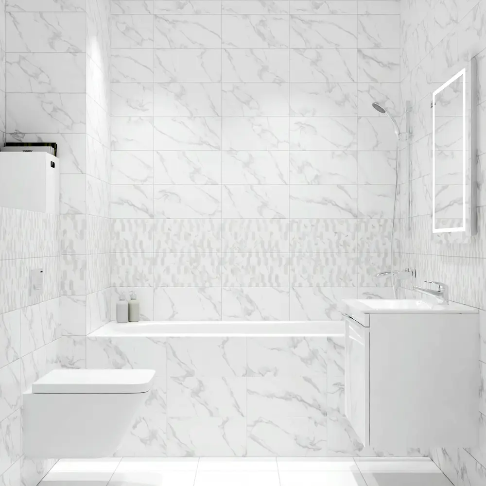 Настенная плитка KREAFORTA Mersey Calacatta - серый мрамор 20×40 см 89405694 STLM-1565694