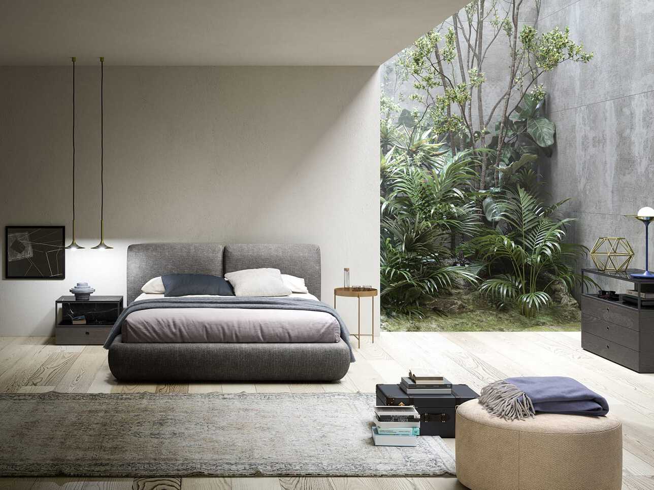 Двуспальная кровать с мягким изголовьем Novamobili MIDNIGHT ARCH-00139151 - Вид №1