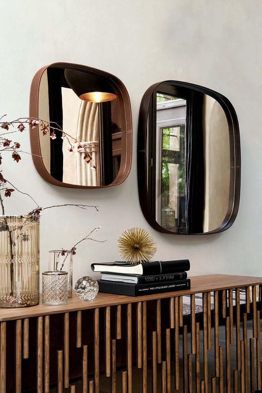 Tonin Casa Зеркало в кожаной раме  T7541  - Вид №1