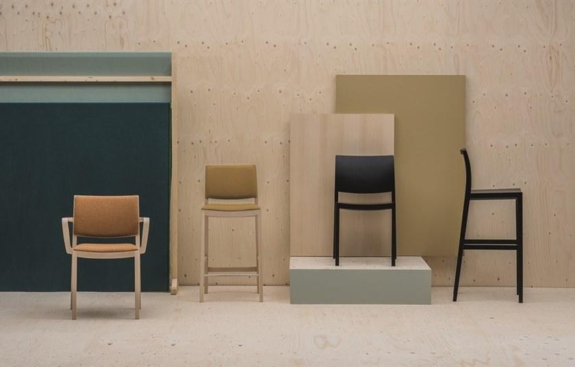 Andreu World Высокий деревянный табурет со встроенной подушкой Duos Bq2759 - Вид №2