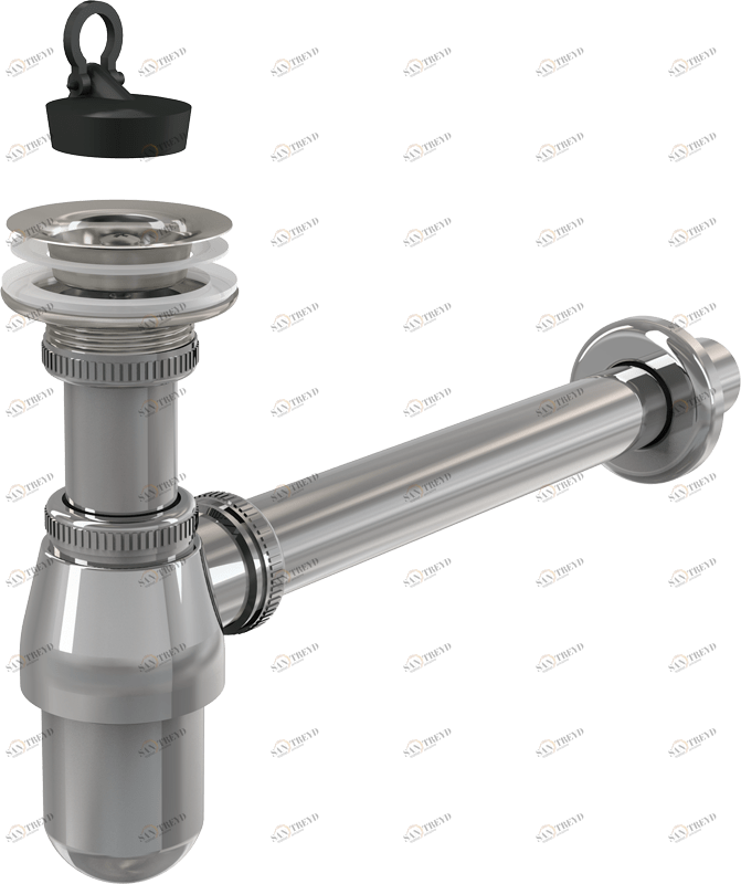 Сифон для умывальника DN32 с донным клапаном 5/4", металл ALCAPLAST A437