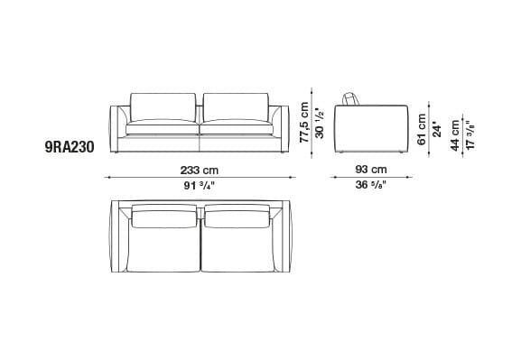 3-местный кожаный диван B&B Italia Ричард ARCH-00026299 - Вид №1