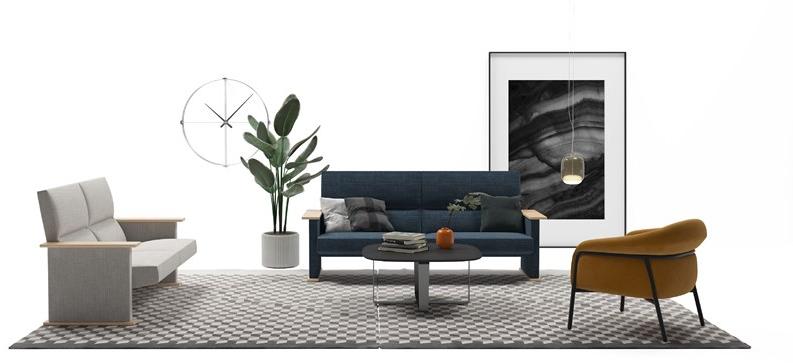 Grado Design 3-х местный тканевый диван  Mem-sf-3s  - Вид №5