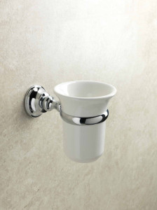 SM10(02-BI) Stil Haus Smart, настенный керамический стакан, цвет хром - золото - белая керамика