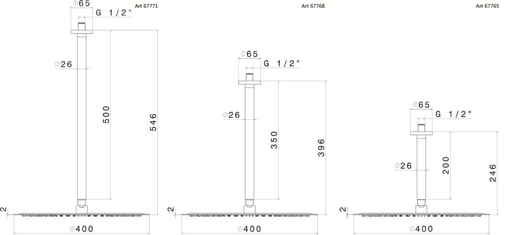 newform Потолочная лейка душа с кронштейном Head showers 67765 - Вид №1