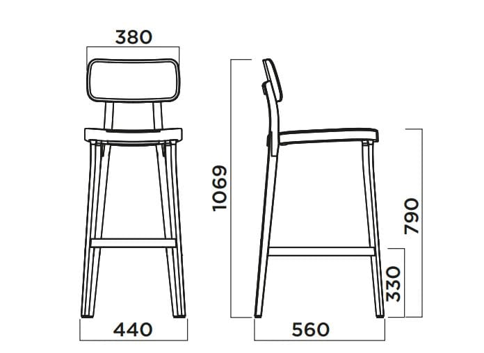 Высокий стул из дерева и полипропилена со спинкой Infiniti Porta Venezia ARCH-00129754 - Вид №9