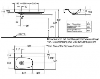 123261000 Подвесная раковина настенная прямоугольная Keramag  - Вид №1