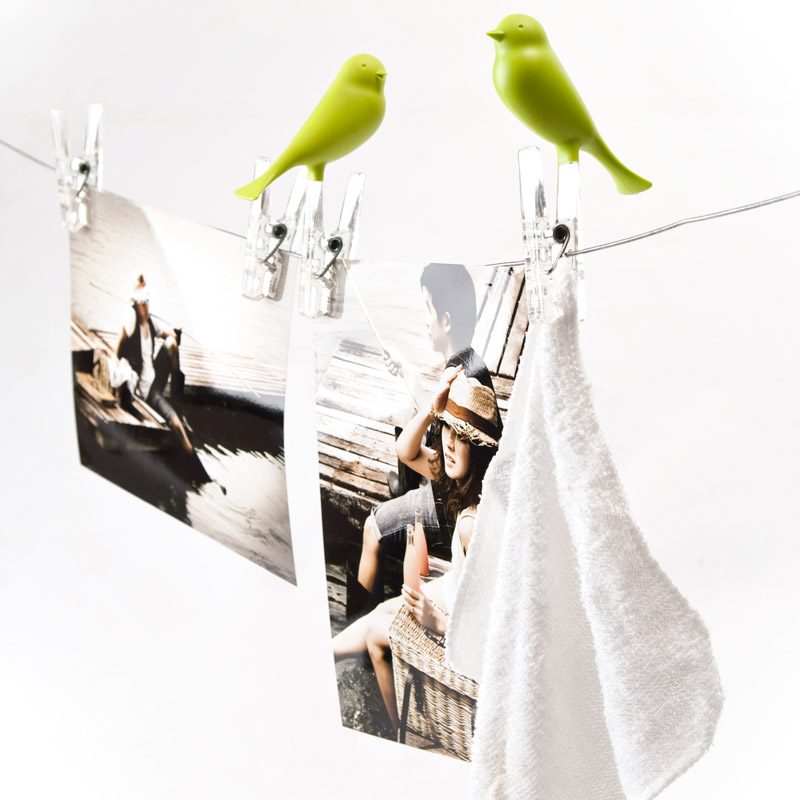 QL10066-GN Прищепки sparrow 4 шт. зеленые Qualy  - Вид №2