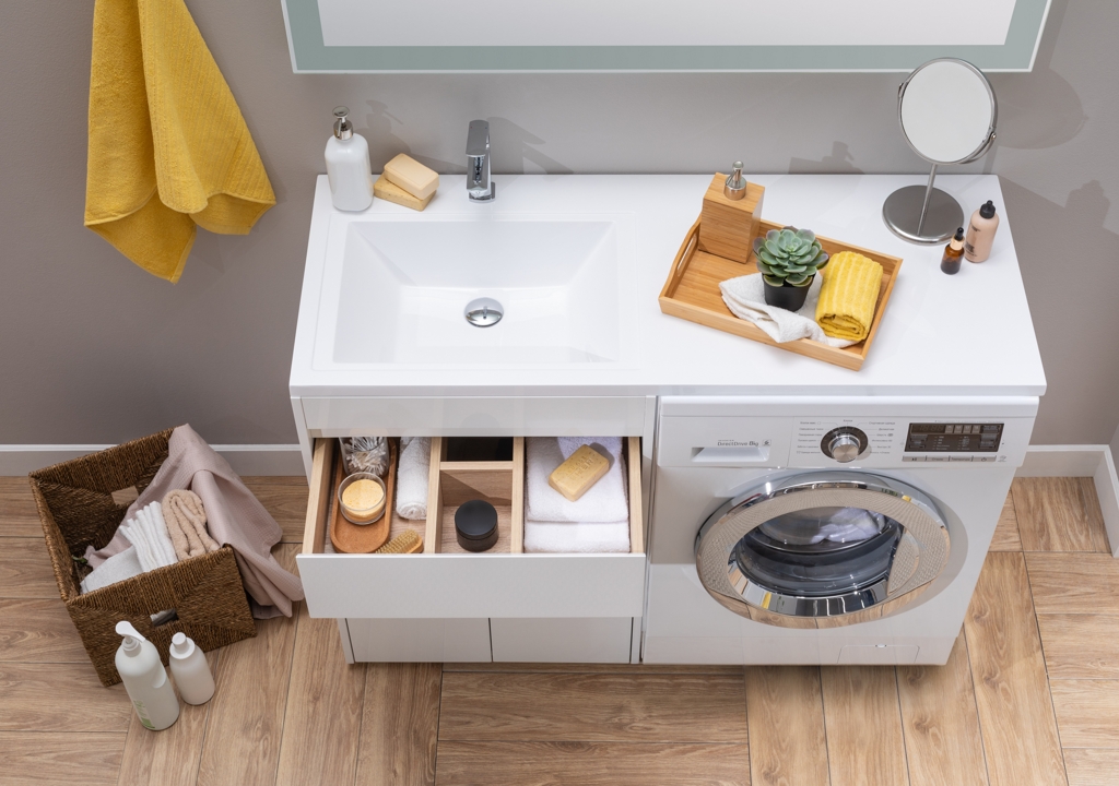 Тумба с раковиной Aquanet Токио 130 L белый (напольная, 1 ящик, 2 дверцы) 0023774600235501 - Вид №17