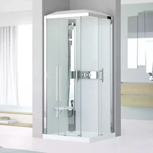 Душевая кабина 90x90 GLAX 3 A90 STANDARD Novellini GLAX 3 с высоким душевым поддоном, серебристым профилем и крышей
