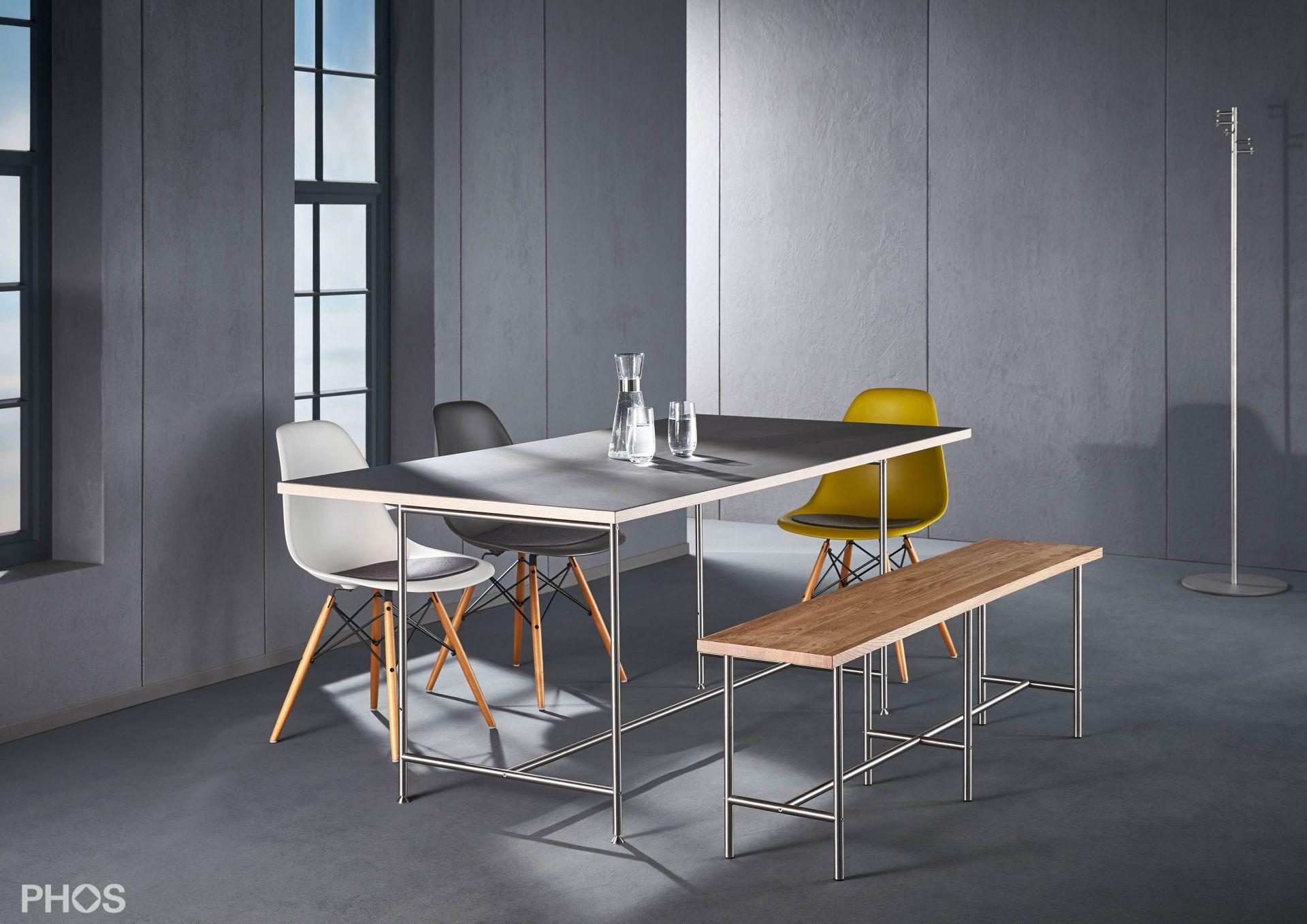 KATI-E1-180x90-L4178 Стол Карлсруэ - обеденный стол со столешницей из линолеума - 180 х 90 х 75 см. PHOS  - Вид №1