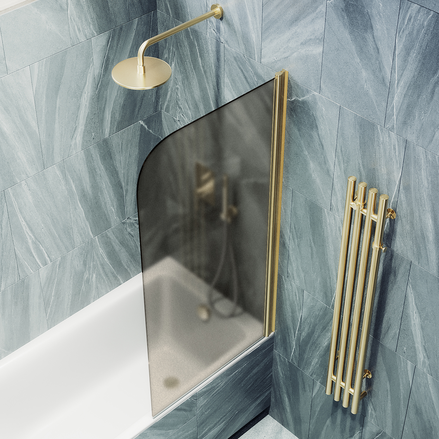 Шторка для ванны поворотная на монопетле ST-612-3 Public Steel