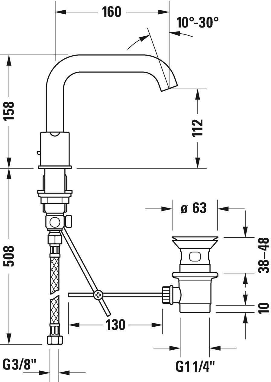 Duravit Смеситель для умывальника со сливом с раздельными розетками C.1 sun-id-1345464 - Вид №4