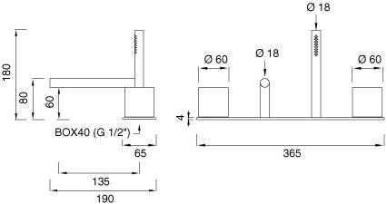 Ceadesign Набор из 2 смесителей для ванны с прогрессивной кромкой и ручным душем Opus Ops 28 - Вид №1
