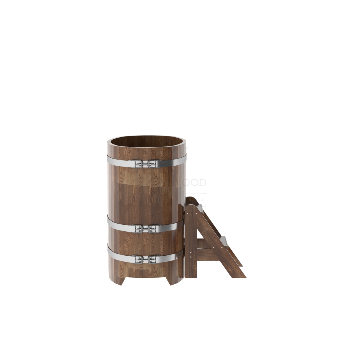 1486 Купель овальная из сращенных ламелей лиственницы 0,59х1,06х1,0 морёная Alyarus  - Вид №2