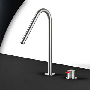 Смеситель для раковины сталь матовая с красной ручкой Toki Radomonte TKI31SCIL25