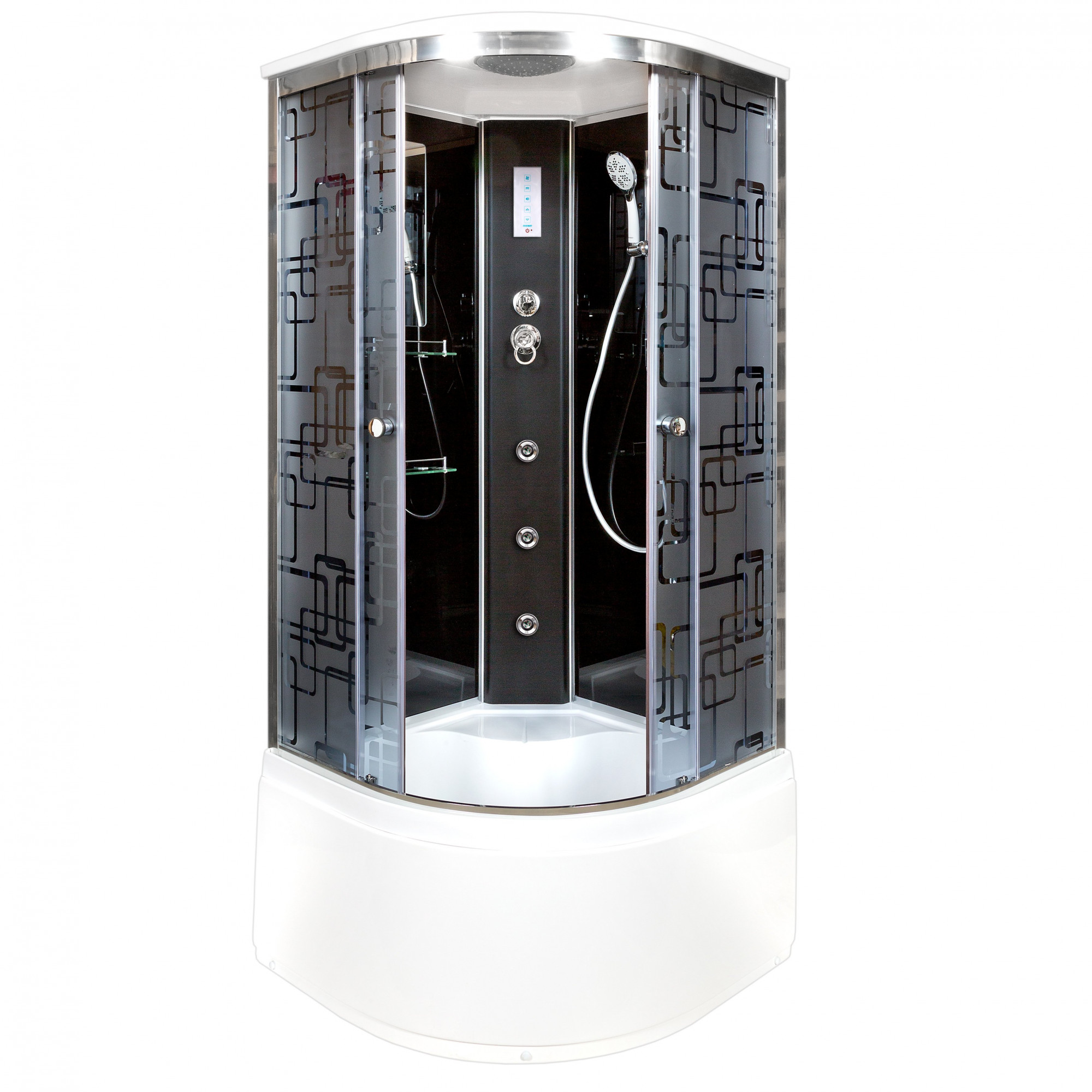 ЕМ1512 L LED Душевая кабина DETO Серия EM BМ4510 с гм. и эл. BLACK