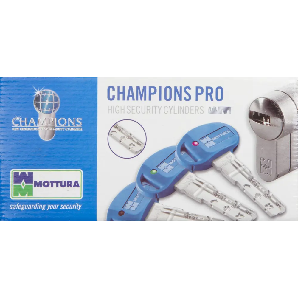 Цилиндр Mottura Champions Pro CP4P563101C5, 51x10x26 мм, ключ/шток, цвет матовый никель, без вертушки STLM-2131690 - Вид №3