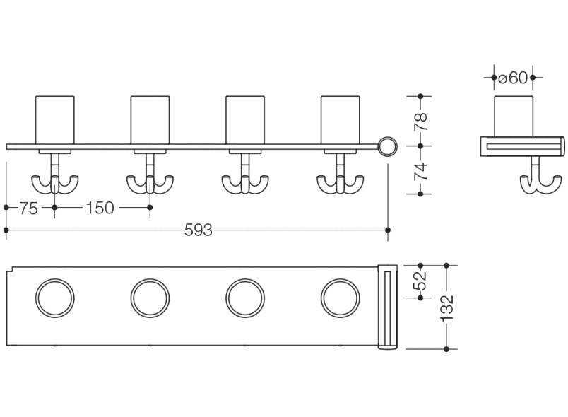 800.03.412 Набор удлинителей для держателей зубных щеток с крючком, 4 места HEWI Kids - Вид №6