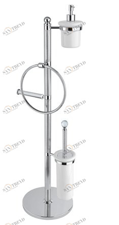 Стойка напольная с держателем туалетной бумаги, щёткой для унитаза, полотенцедержателем и диспенсером CEZARES OLIMP-WBD-01-Sw