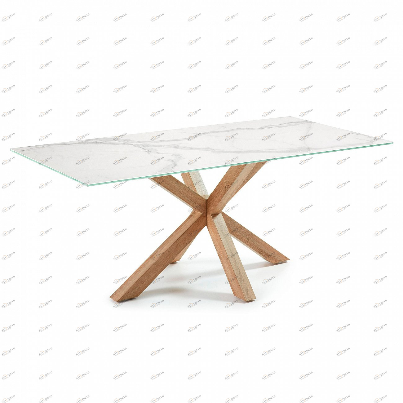 Обеденный стол белый с керамогранитом и деревянными ножками 200 см Arya C429K05 от La Forma LA FORMA  347102 Белый 