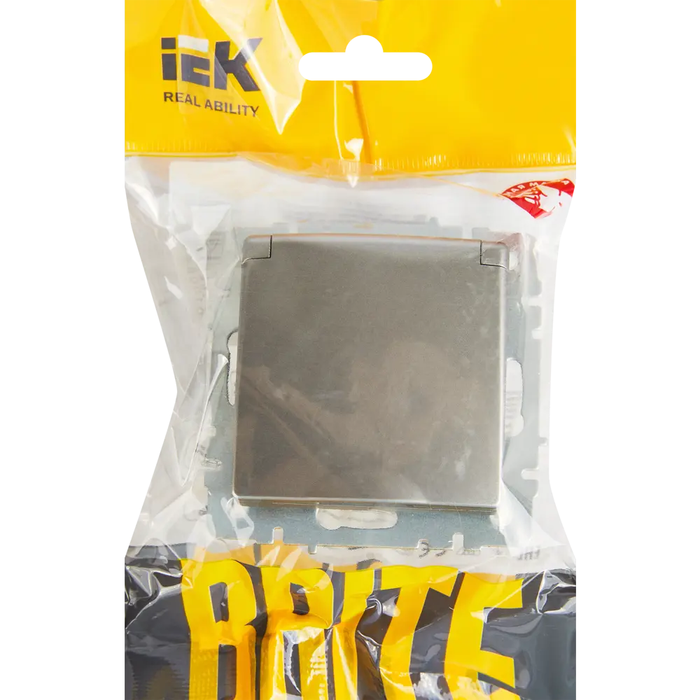 Розетка IEK Brite с заземлением и защитными шторками, цвет сталь 87761603 STLM-1431366 - Вид №5