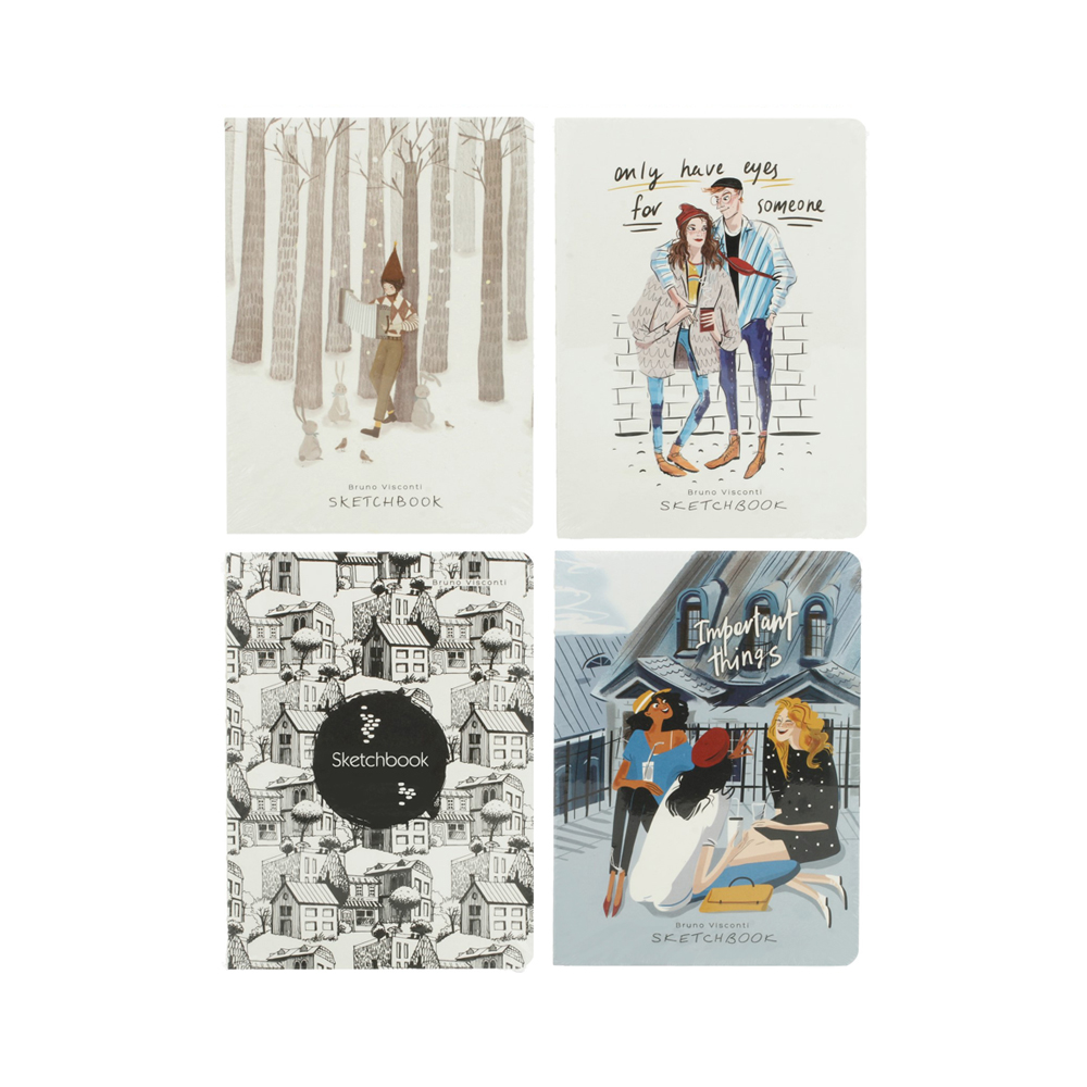 3-556 Скетчбук 80 г/м2 А4- 12.8 х 17.2 см прошивка 112 л. Bruno Visconti 