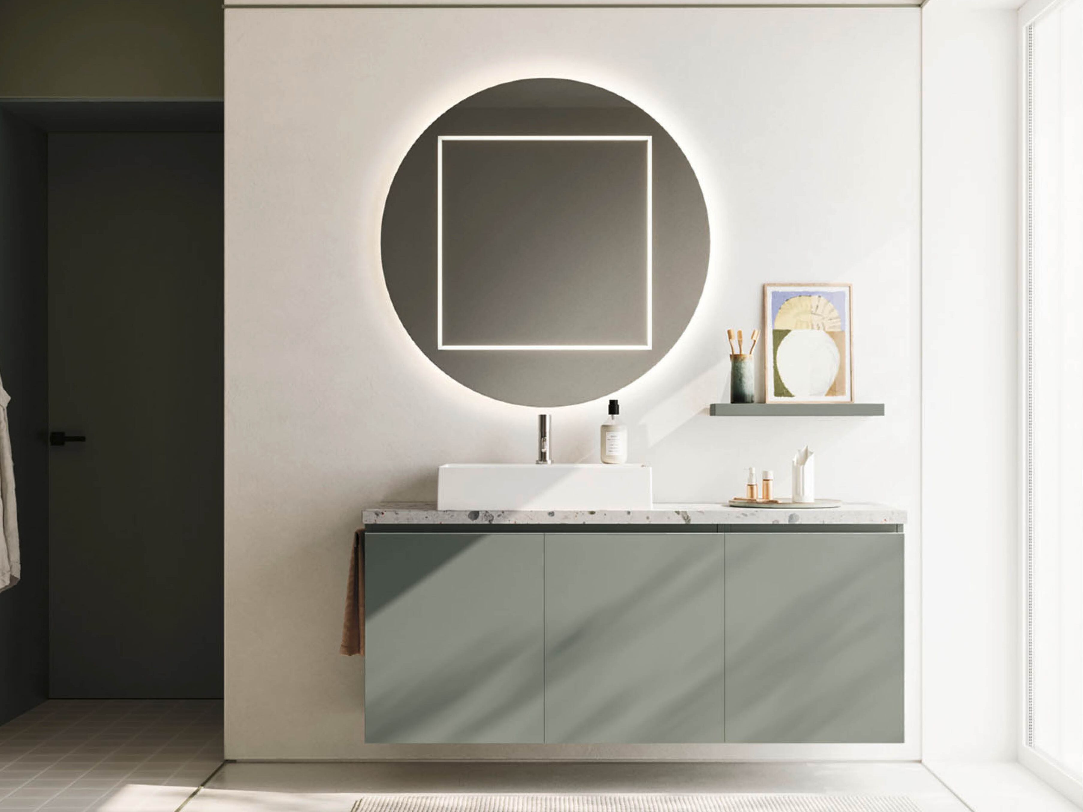 Подвесной шкаф для умывальника со встроенной раковиной Arbi Arredobagno HO.ME PLUS 45° C 25 ARCH-00081980