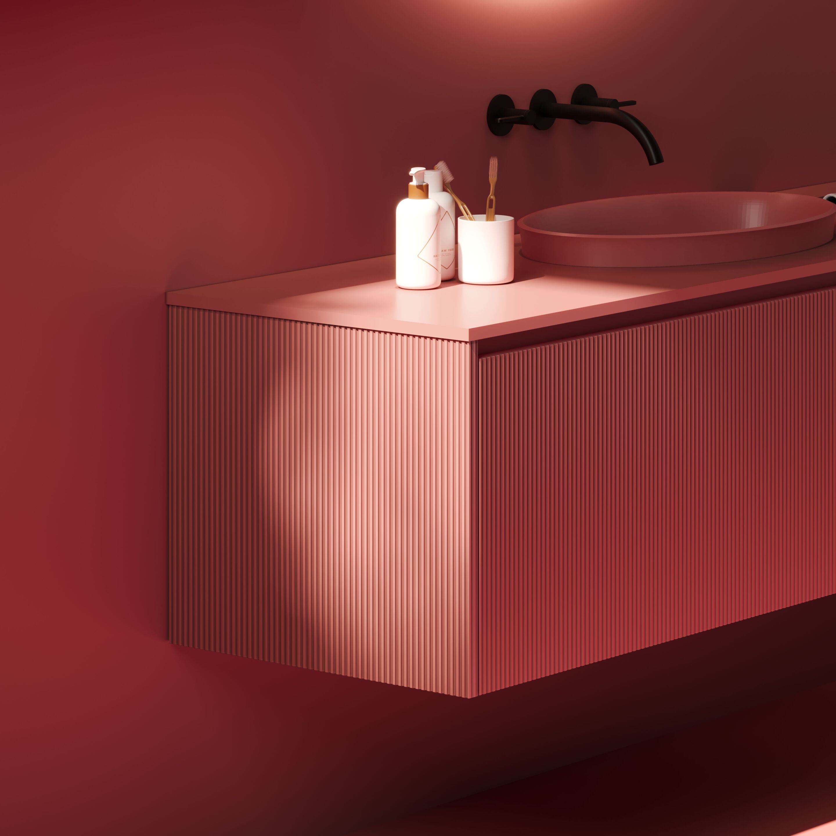 Подвесной умывальник с ящиками Mobiltesino Millerighe Color ARCH-00022558 - Вид №3