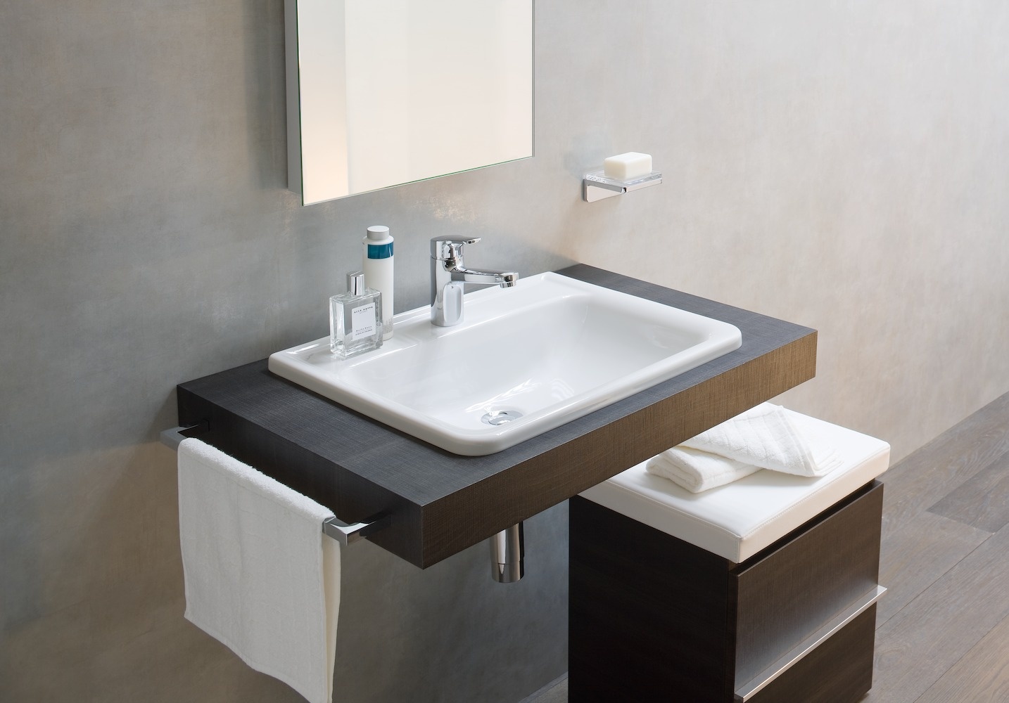 H4051210755481 Столешница 800мм с вырезом по центру, включает 2 консоли LAUFEN PRO - Вид №1