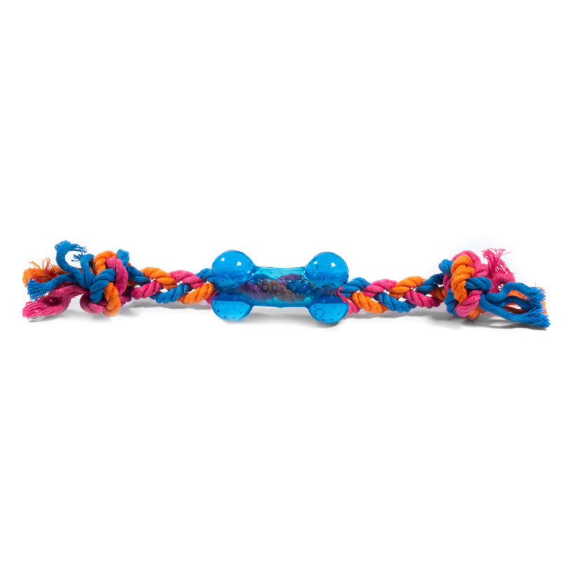 ПР0058983 Игрушка для собак Catch & Fetch Косточка на веревке резиновая малая 26см GIGWI 