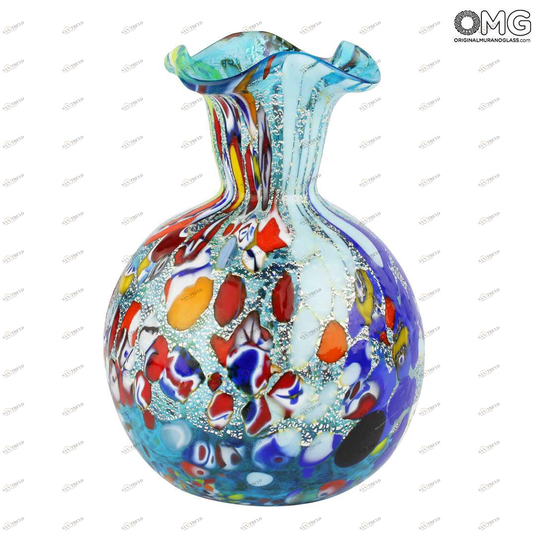3462 ORIGINALMURANOGLASS Ваза Синий Ландыш - муранское стекло Original Murano Glass OMG 10 см 