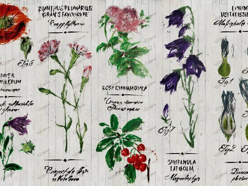 Wall&decò Обои с цветочным орнаментом и надписью Contemporary wallpaper 2015 sun-id-1385042