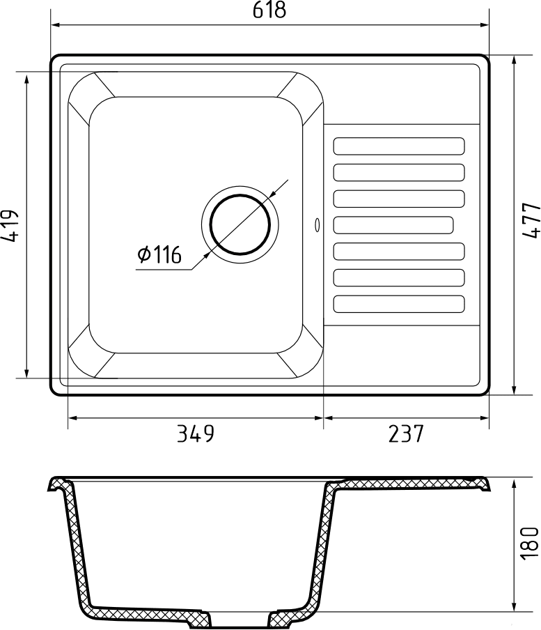 Кухонная мойка Кварц QUARZ S453 GranFest 13-S453 - Вид №1