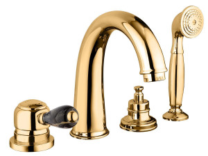 Однорычажный смеситель для ванны с 4 отверстиями и переключателем