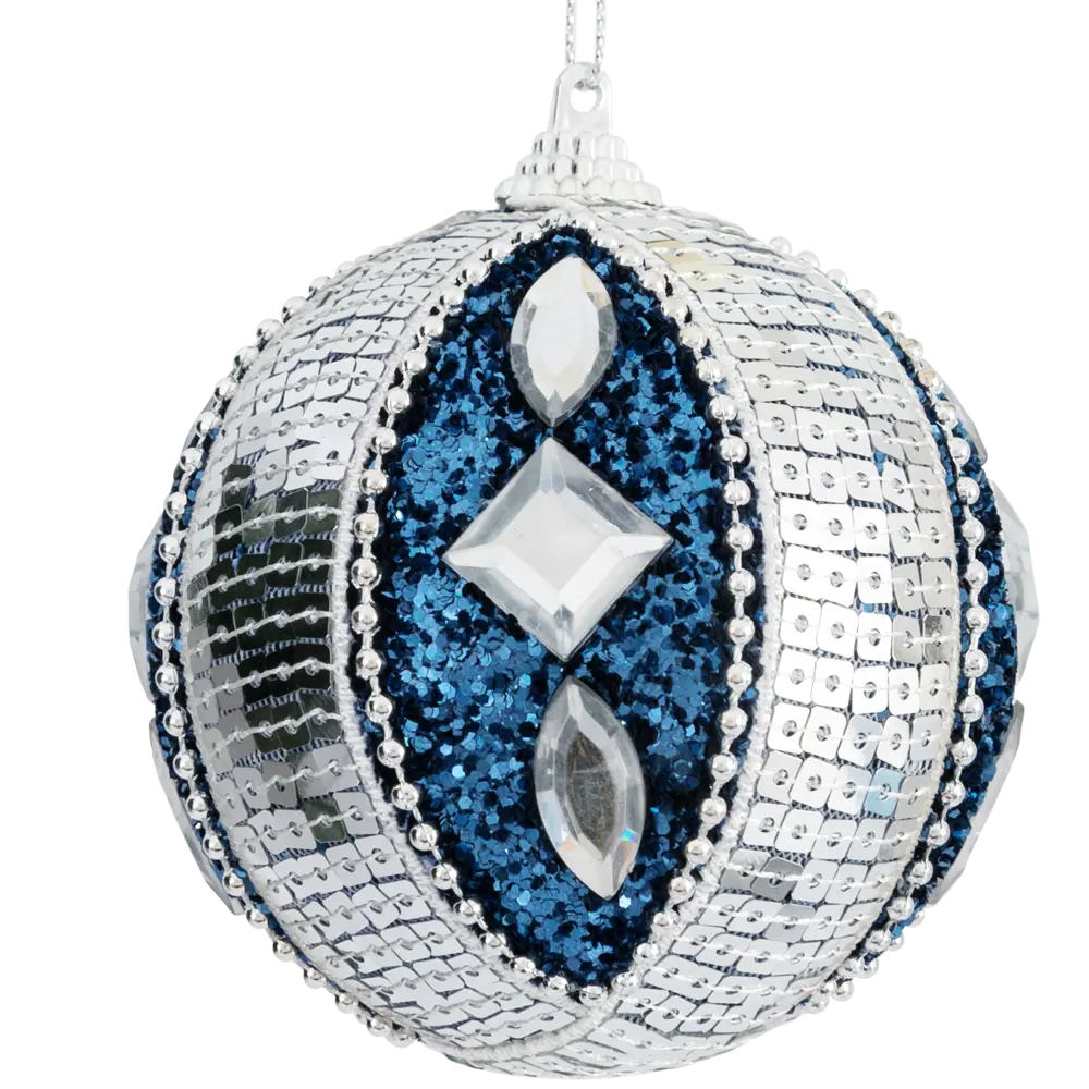 85156551 Елочный шар со стразами ø8 см серебряный STLM-1529129 Santreyd  - Вид №1