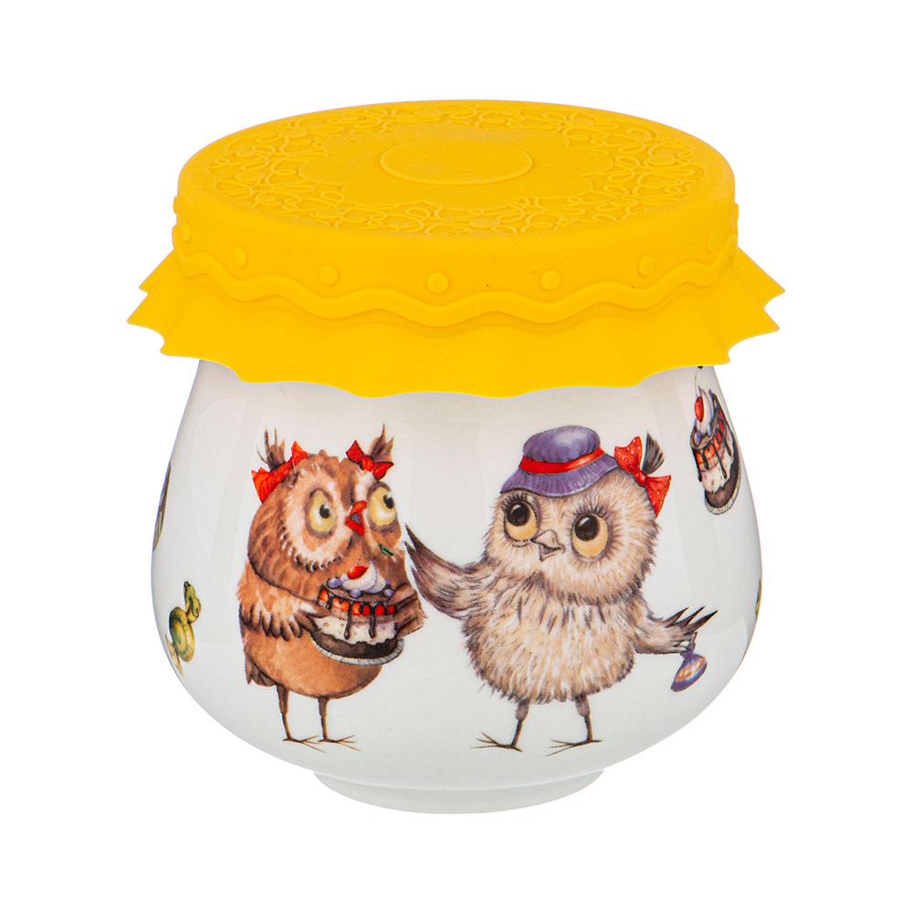 359-714 Посуда фарфоровая Баночка Для Меда/Варенья с силиконовой крышкой 1 180 мл Совушки Lefard 