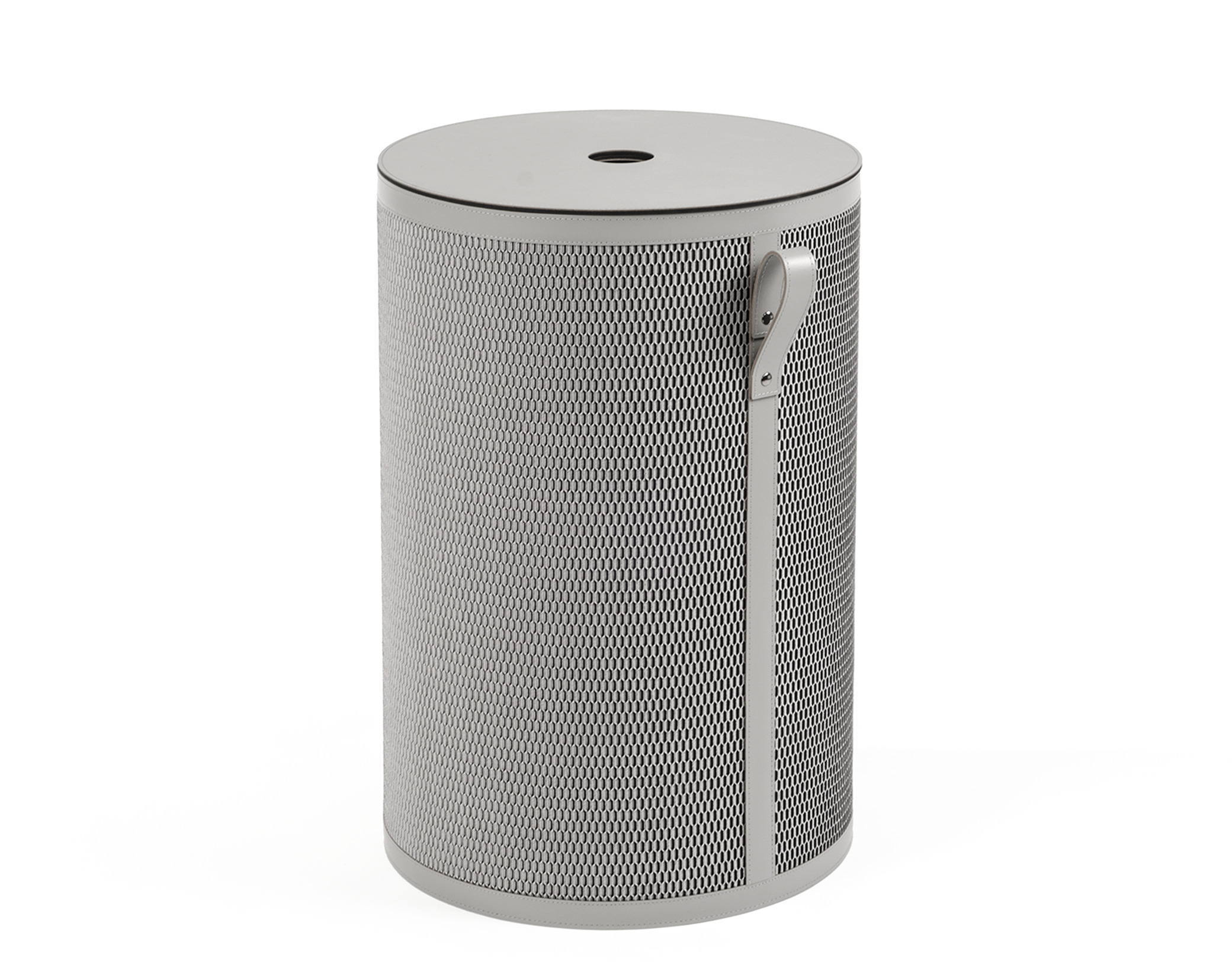 Высокая круглая корзина Nadia - Ø 40XH60 см / регенерированная кожа_черный