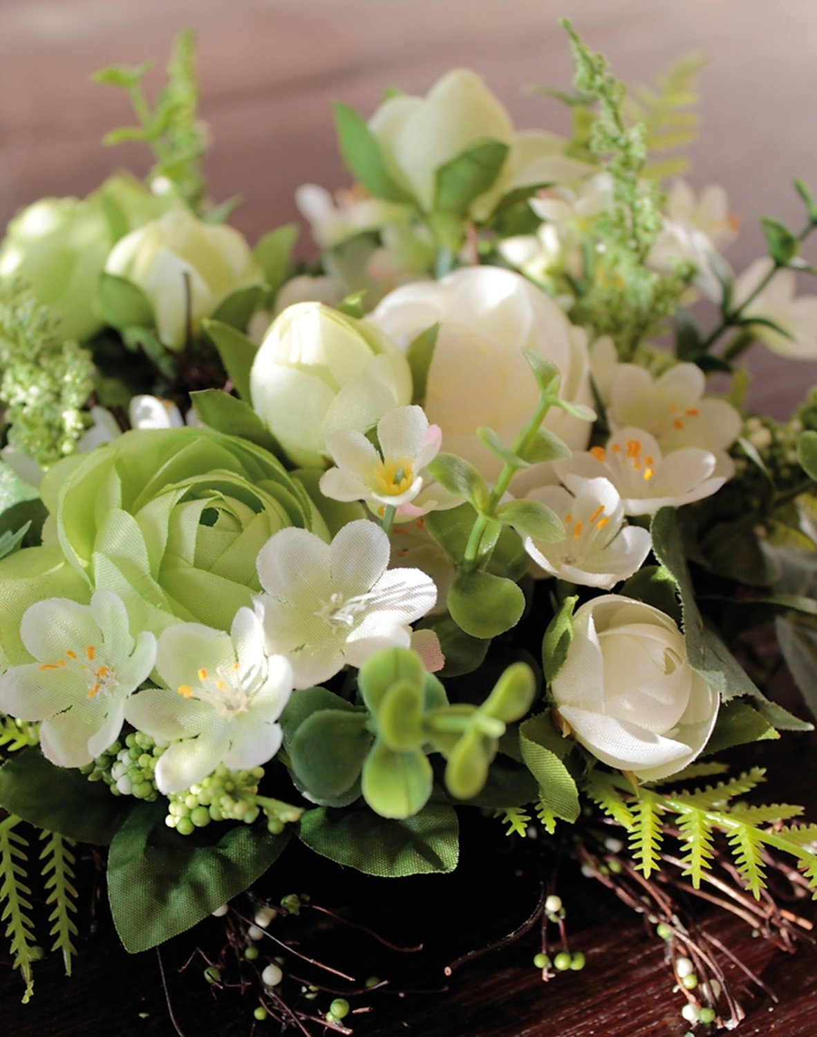 3161 778 a3 Искусственный венок 'Лютик-восковое растение', Ø 25 см, бежево-белый H-andreas 