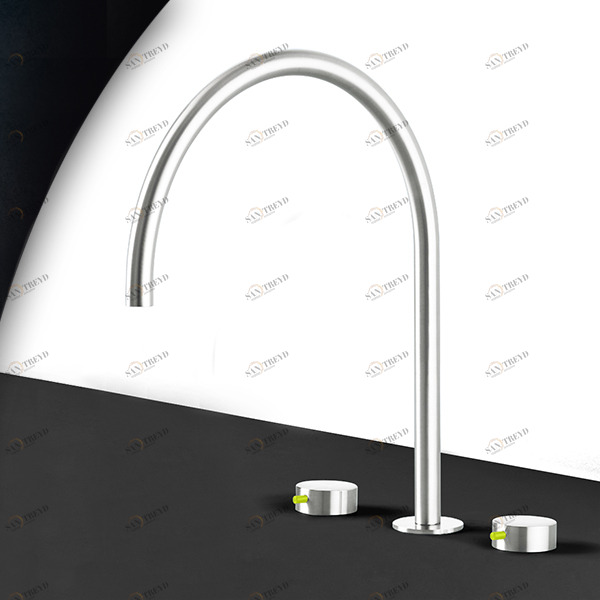 Смеситель для раковины сталь глянцевая с зеленой ручкой Toki Radomonte TKI26LCIL33