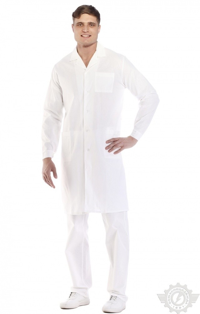 61720 Халат мужской белый  Медицинская одежда  размер 44-46/170-176 Спецодежда  - Вид №4