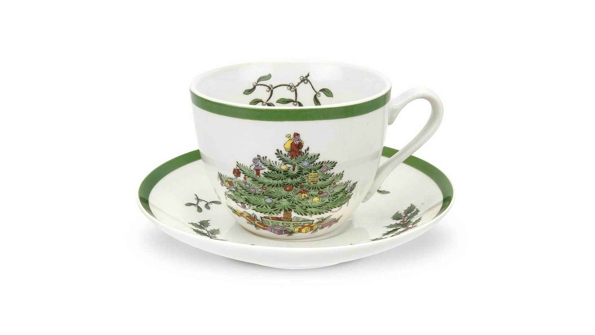 10572378 Spode Набор из 4 чашек чайных с блюдцем 200мл "Рождественская ель" Фаянс  - Вид №1
