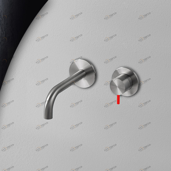 Смеситель для раковины сталь матовая с красной ручкой Toki Radomonte TKI18SCIL25