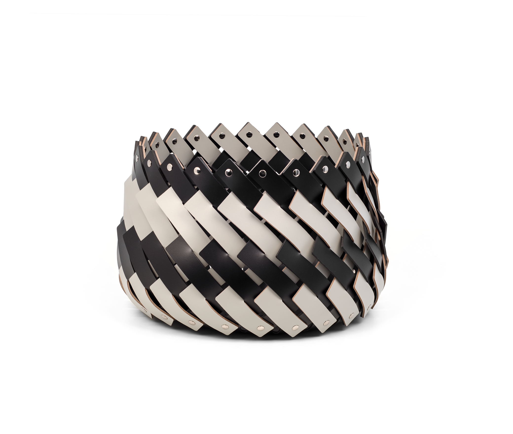 Корзина Almeria Bicolour - Ø 40XH27 см / регенерированная кожа_coffee Pinetti 00.1143.082.048-015 - Вид №1