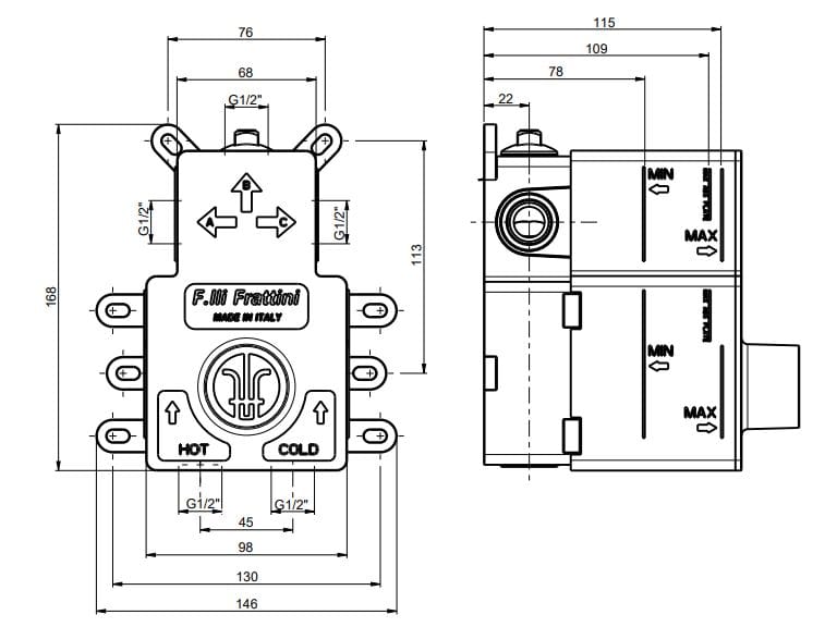Встраиваемый корпус для смесителя для душа Rubinetterie Frattini 98013 ARCH-00127410 - Вид №2