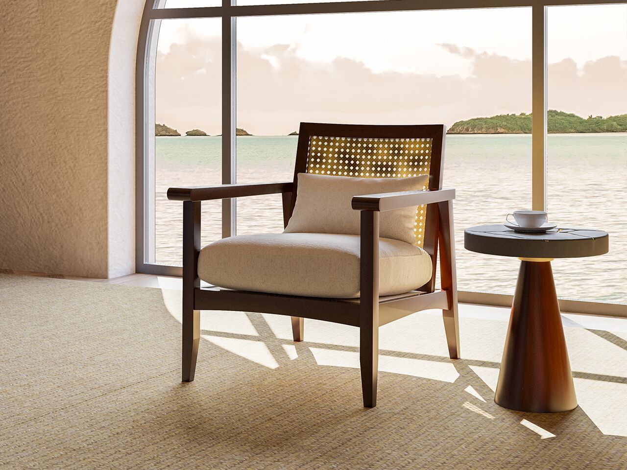 Деревянное и плетеное кресло с подлокотниками NDESIGN глина ARCH-00034454 - Вид №3