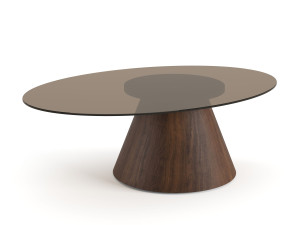 Стеклянный овальный журнальный столик