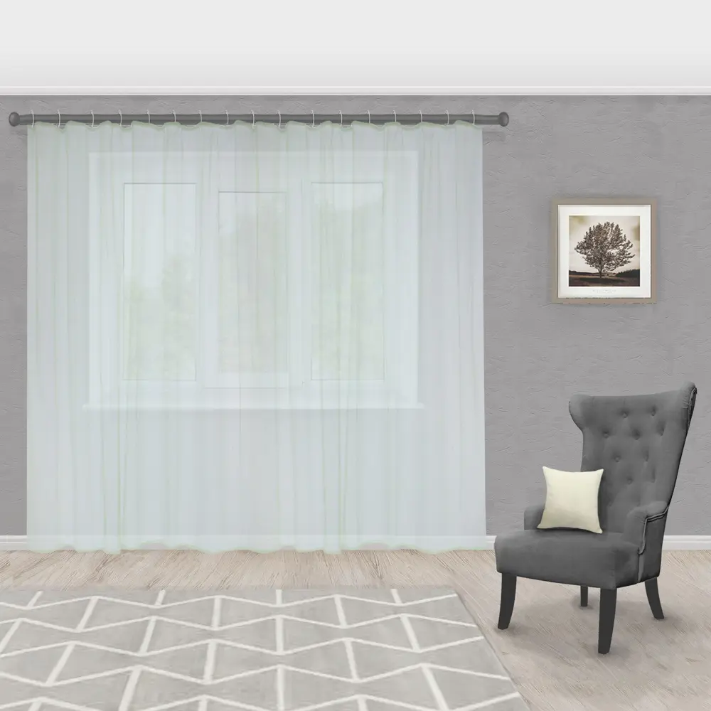 Тюль на ленте «Бабочка» тиснение 250х260 см цвет голубой WITERRA STLM-2161793 - Вид №4